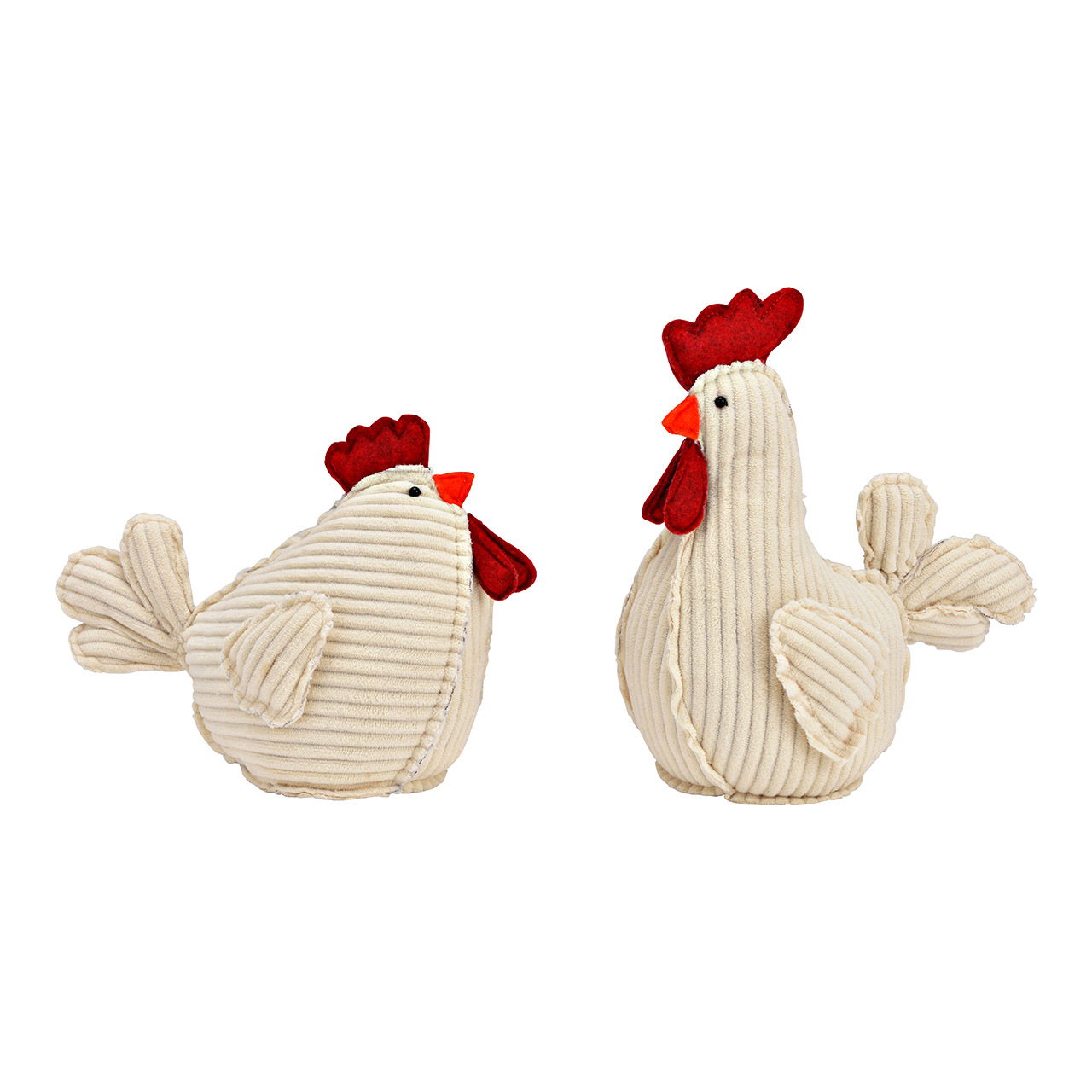 Poulet Coq en textile blanc 2 fois, (L/H/P) 21x16x11cm 19x22x11cm