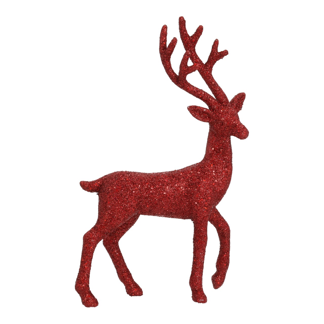 Hirsch glitzernd aus Kunststoff Rot (B/H/T) 15x26x5cm Rot, Hirsch, Glitzer, Dekoration, Weihnachtsdeko