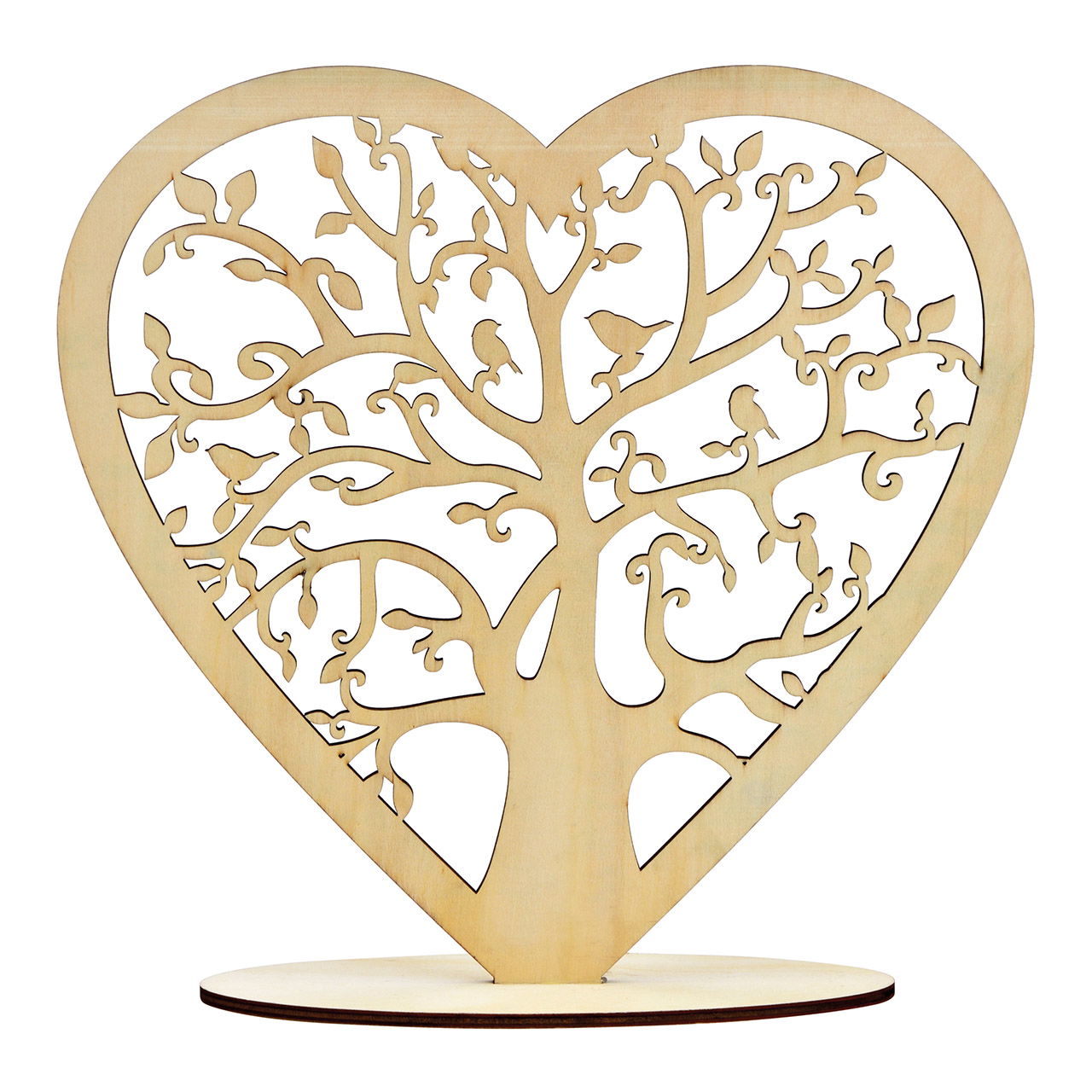 Stand heart tree decor made of wood nature (W/H/D) 30x30x8cm