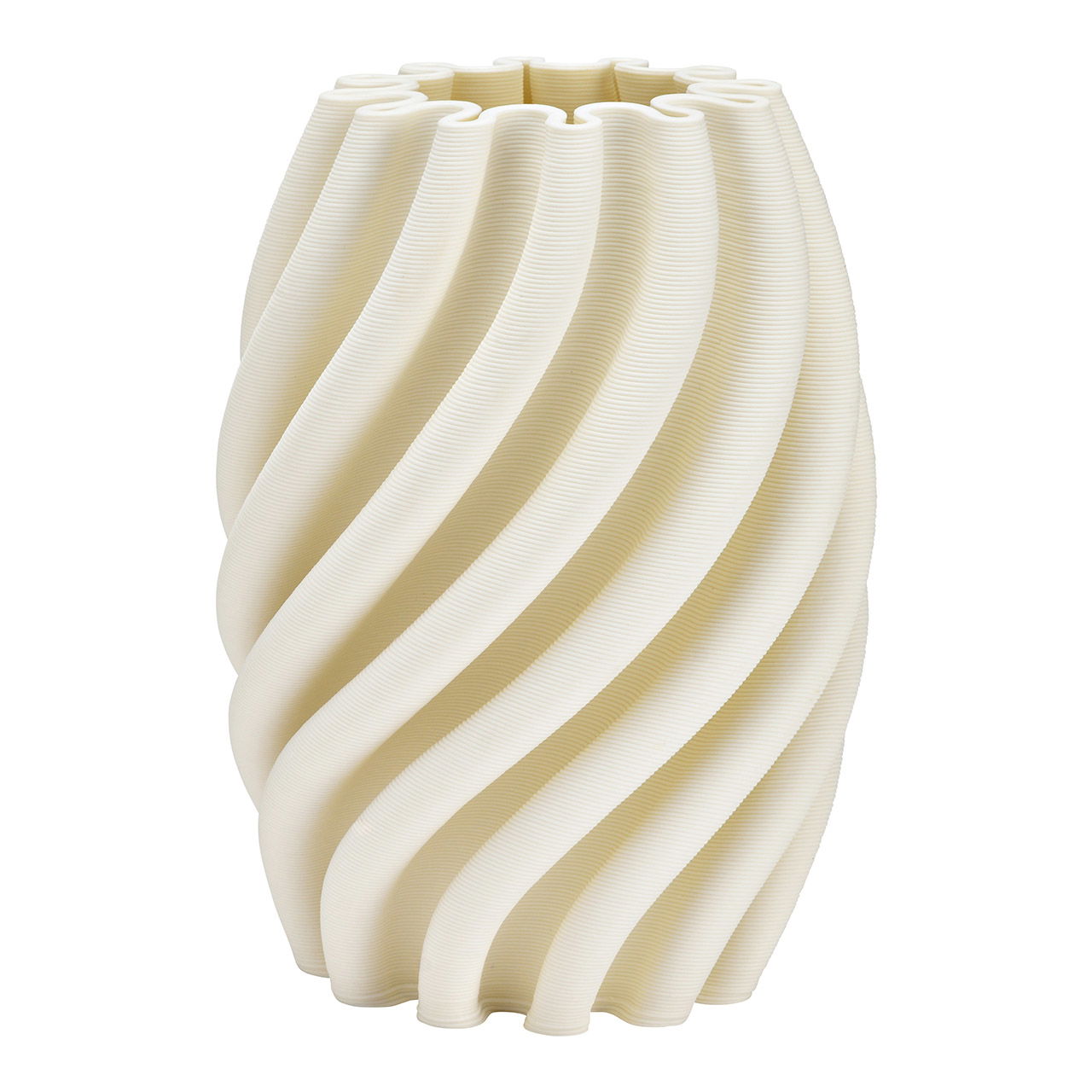 3D gedruckte Vase aus Keramik Weiß (B/H/T) 14x19x14cm nur für Trockenblumen