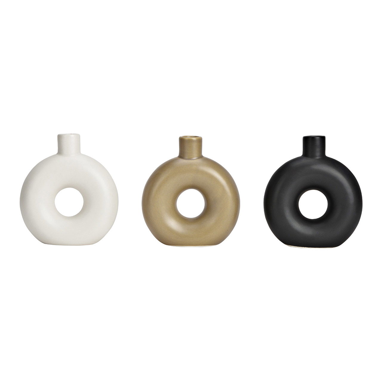 Vaso per fiori secchi in ceramica nera, bianca, beige a 3 pieghe, (L/H/D) 10x12x4cm