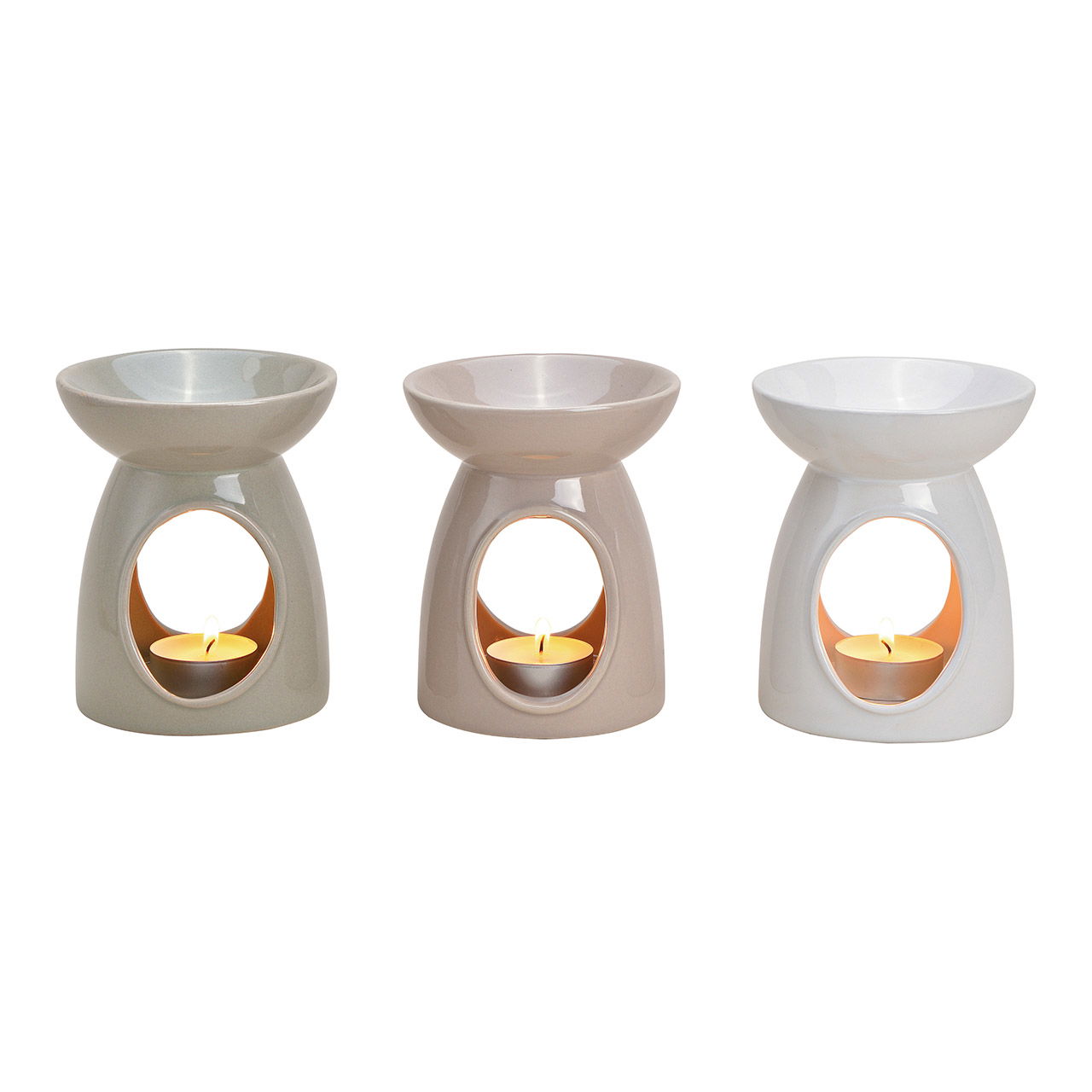 Duftlampe aus Keramik Weiß, grau, beige 3-fach, (B/H/T) 10x12x10cm Duftlampe aus Keramik Weiß, grau, beige 3-fach, (B/H/T) 10x12x10cm