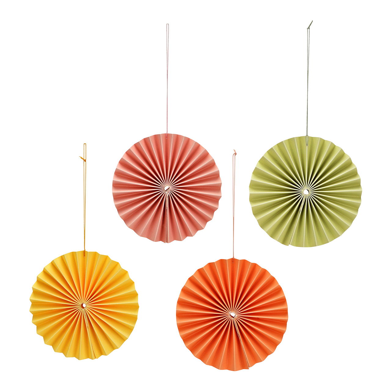 Hänger Fächer Pastell aus Papier/Pappe, 4-fach, Gelb/Grün/Orange/Rosa (B/H/T) 10x10x1cm Hänger Fächer Pastell aus Papier/Pappe, 4-fach, Gelb/Grün/Orange/Rosa (B/H/T) 10x10x1cm