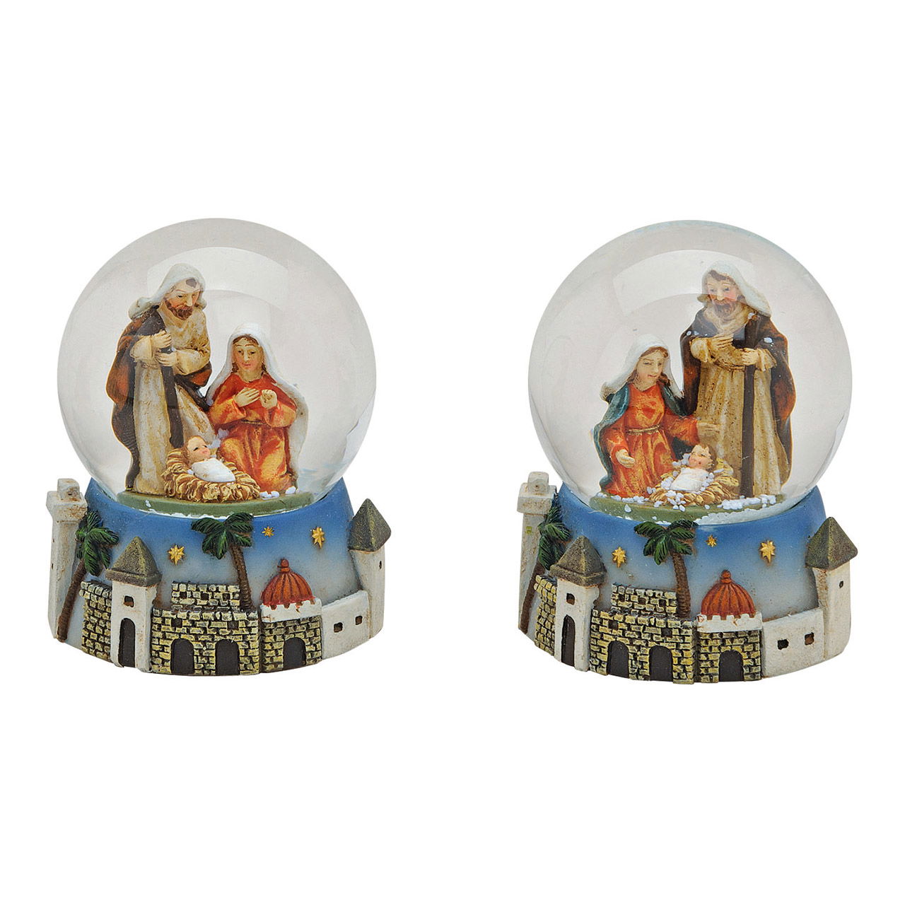 Sneeuwbolbedje van glas/poly, stadsgezicht, 2 assorti (B/H/D) 7x9x7 cm Sneeuwbolbedje van glas/poly, stadsgezicht, 2 assorti (B/H/D) 7x9x7 cm