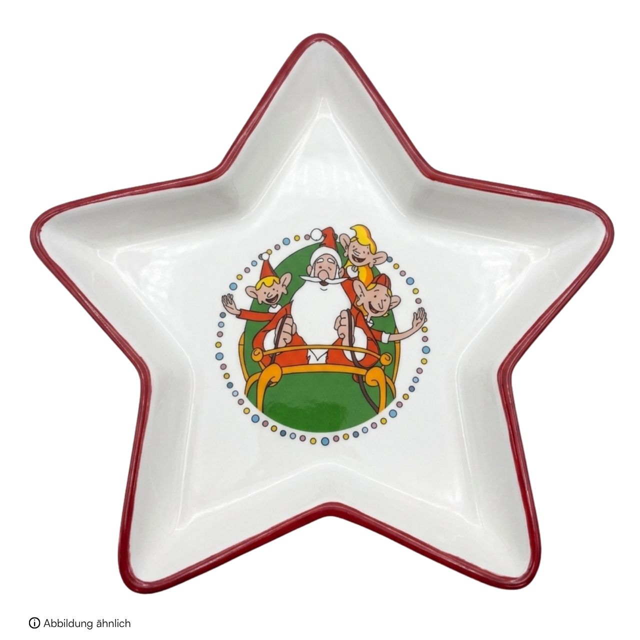 Weihnachtsmann & Co. KG Plätzchenteller Stern aus Keramik, Weiß/Rot (B/H/T) 26x3x26cm Stern-Teller, Weihnachten, Porzellan, Weihnachtsmotiv, Dekoteller
