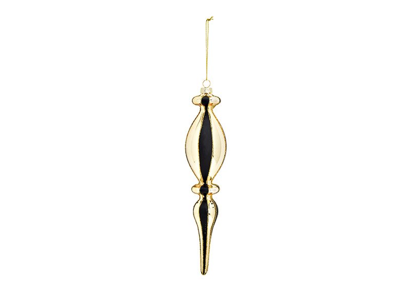 Christmas hanger cones of glass Black, gold (W/H/D) 5x22x5cm