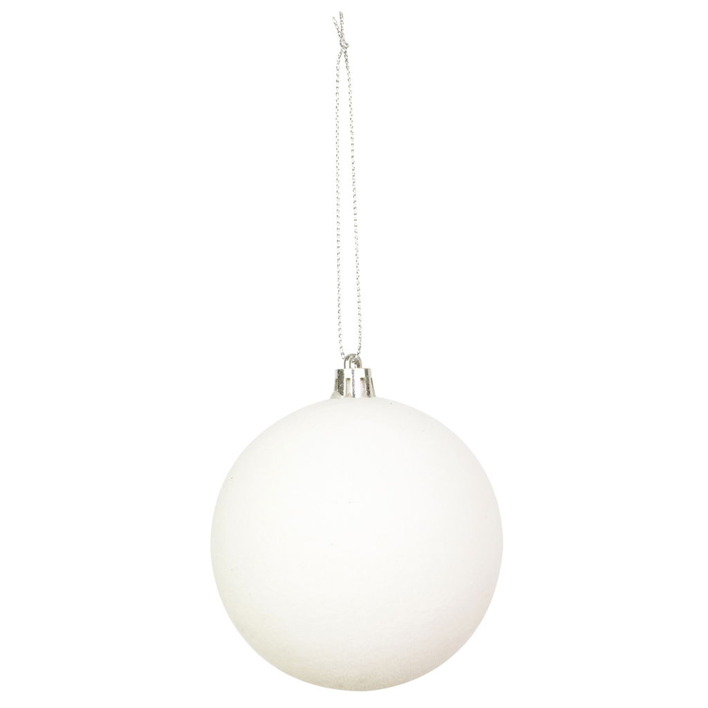 Boules de velours décoratives, plastique, 8 cm, 3 pcs/paquet, blanc
