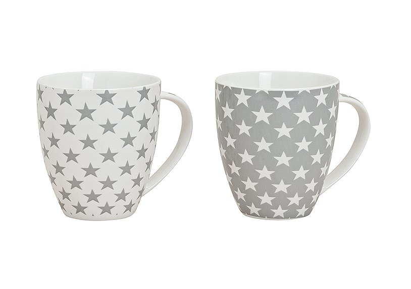 Jumbo mug star grey/white nbc 2-ass. 12 cm
