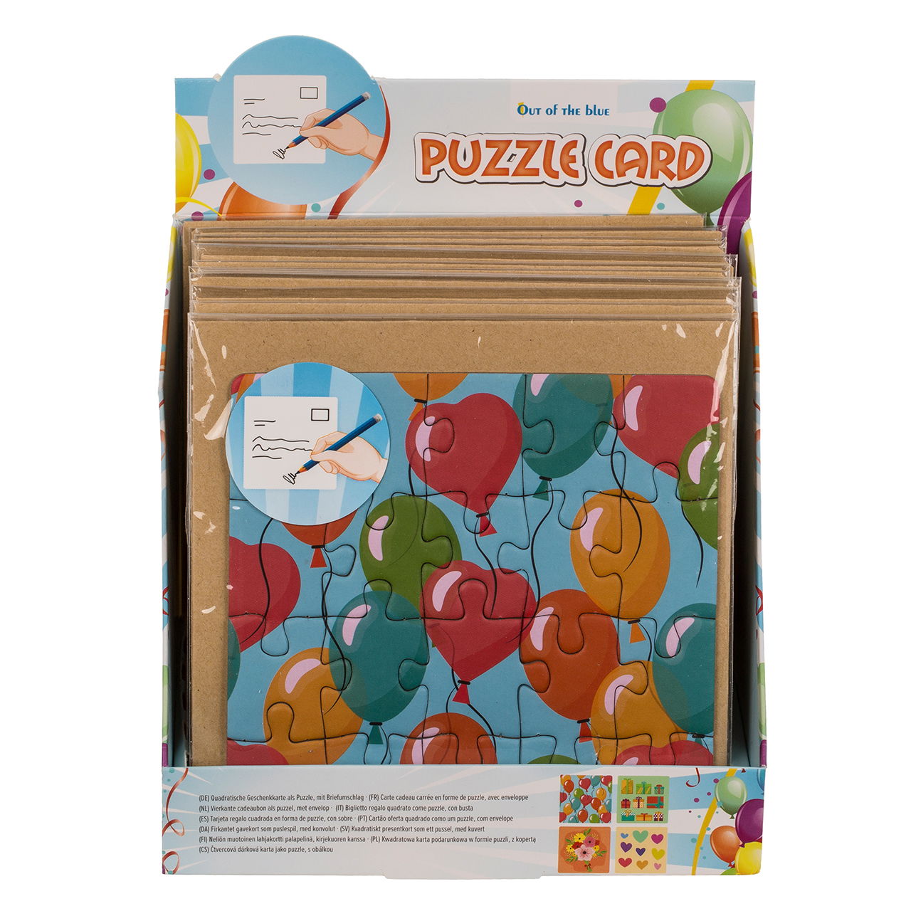 Quadratische Geschenkkarte, Puzzle, Geburtstag, (20 tlg.) mit Briefumschlag im Polybeutel, 4-fach, 24er im Display