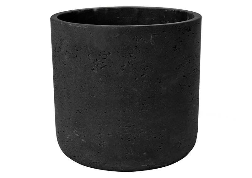 Blumentopf Pottery Pots aus Fiberclay schwarz (B/H/T) 18x18x18cm