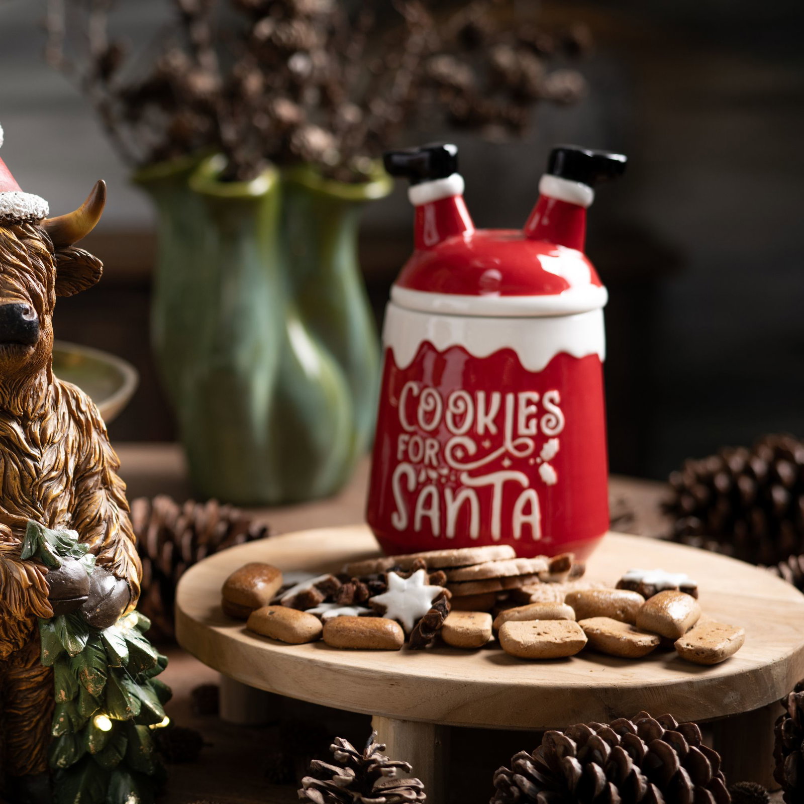 Dose "Cookies for Santa" aus Keramik, Rot (B/H/T) 12x21x12cm Essen, Süßigkeiten