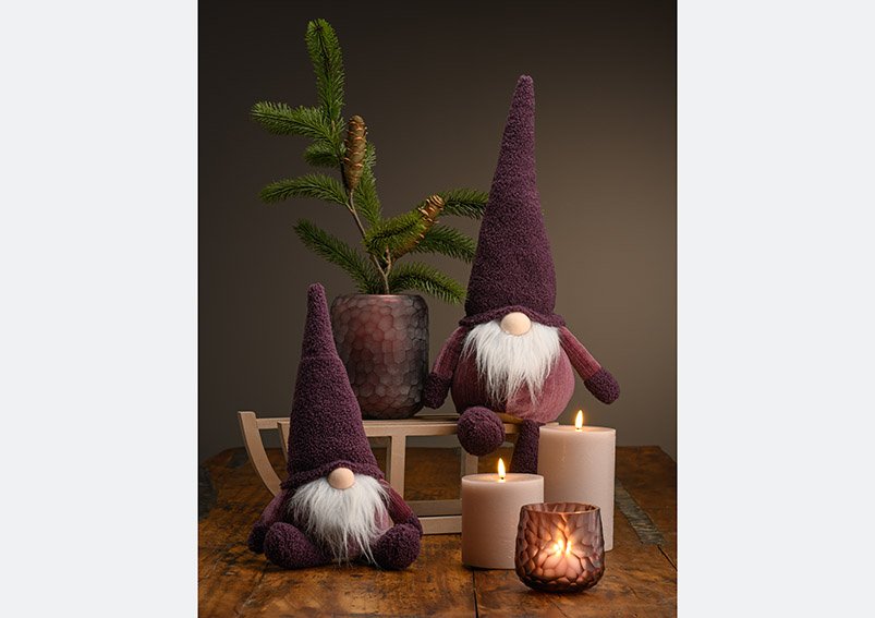 Gnome from textile purple (W/H/D) 27x46x17cm