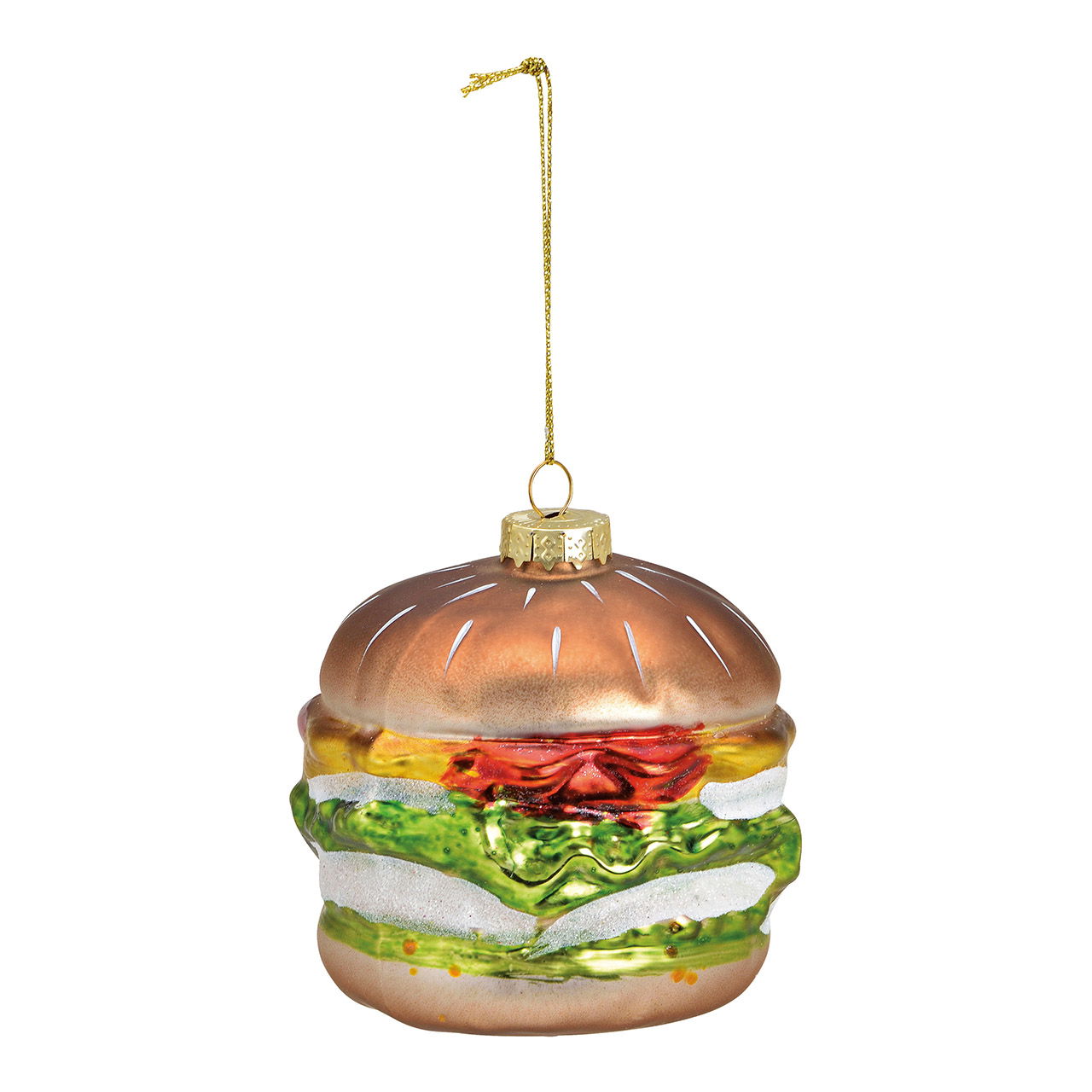 Pendentif de Noël Hamburger en verre multicolore (L/H/P) 9x9x9cm