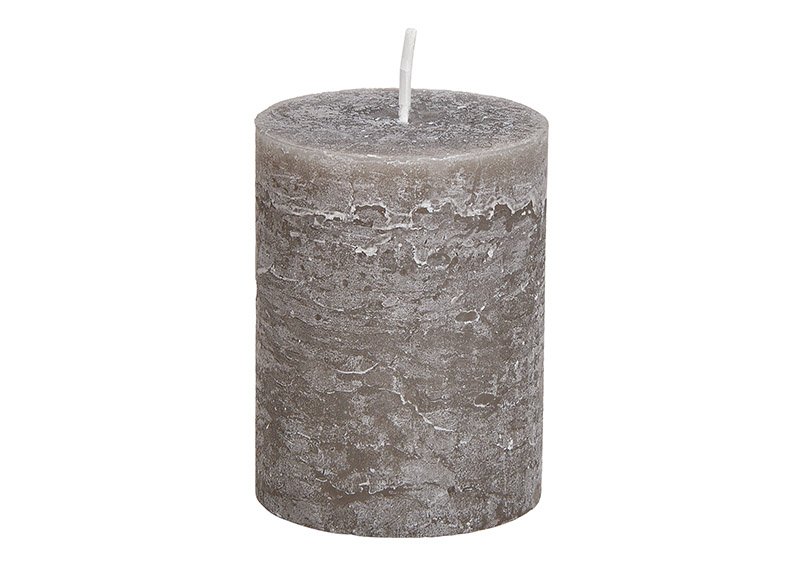 Candle 6,8x9x6,8cm made of wax taupe