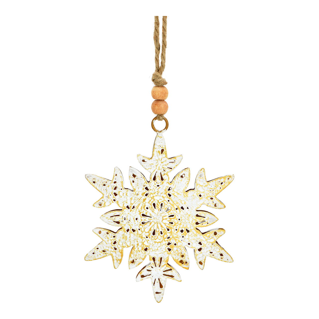 Appendino a fiocco di neve in metallo, bianco (L/H/D) 8x10x2cm