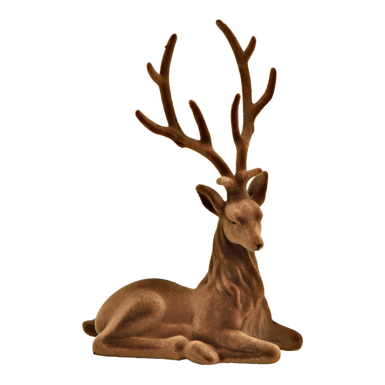 Cerf floqué en plastique, marron (L/H/P) 25x37x12cm