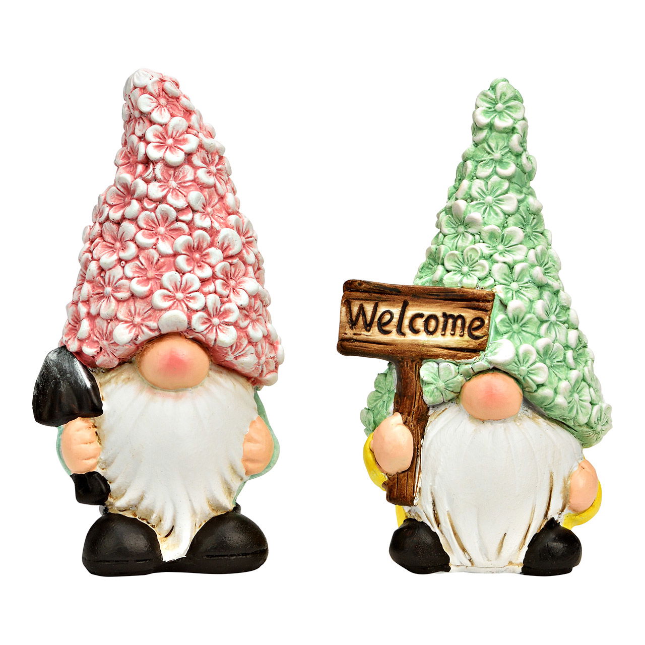 Garden gnome made of magnesia, 2-fold, pink/green (W/H/D) 8x16x6cm Figur