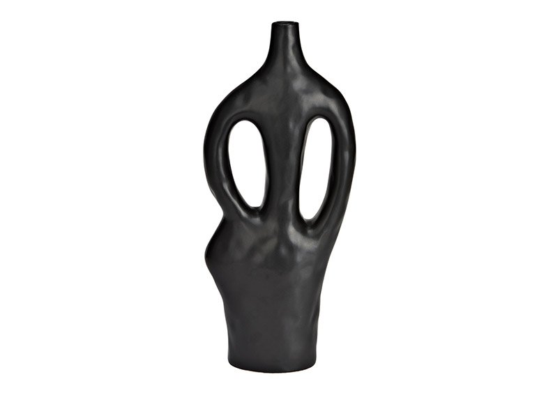 Vase aus Keramik schwarz (B/H/T) 12x28x6cm