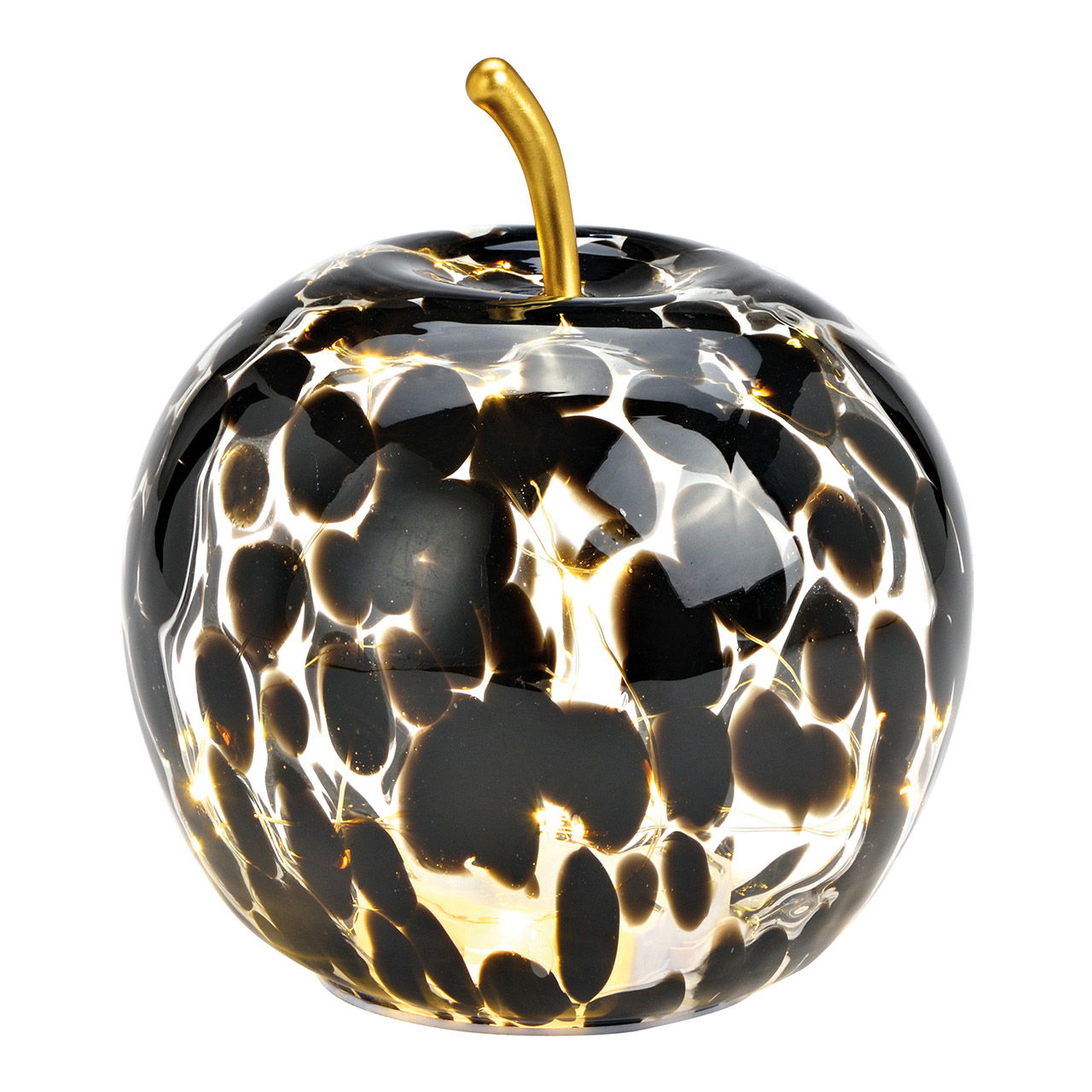Pomme avec 20 LED avec minuterie 6/18 en verre noir (L/H/P) 16x17x16cm Töpferei, Apfel, Pflanze, Produzieren, Glas