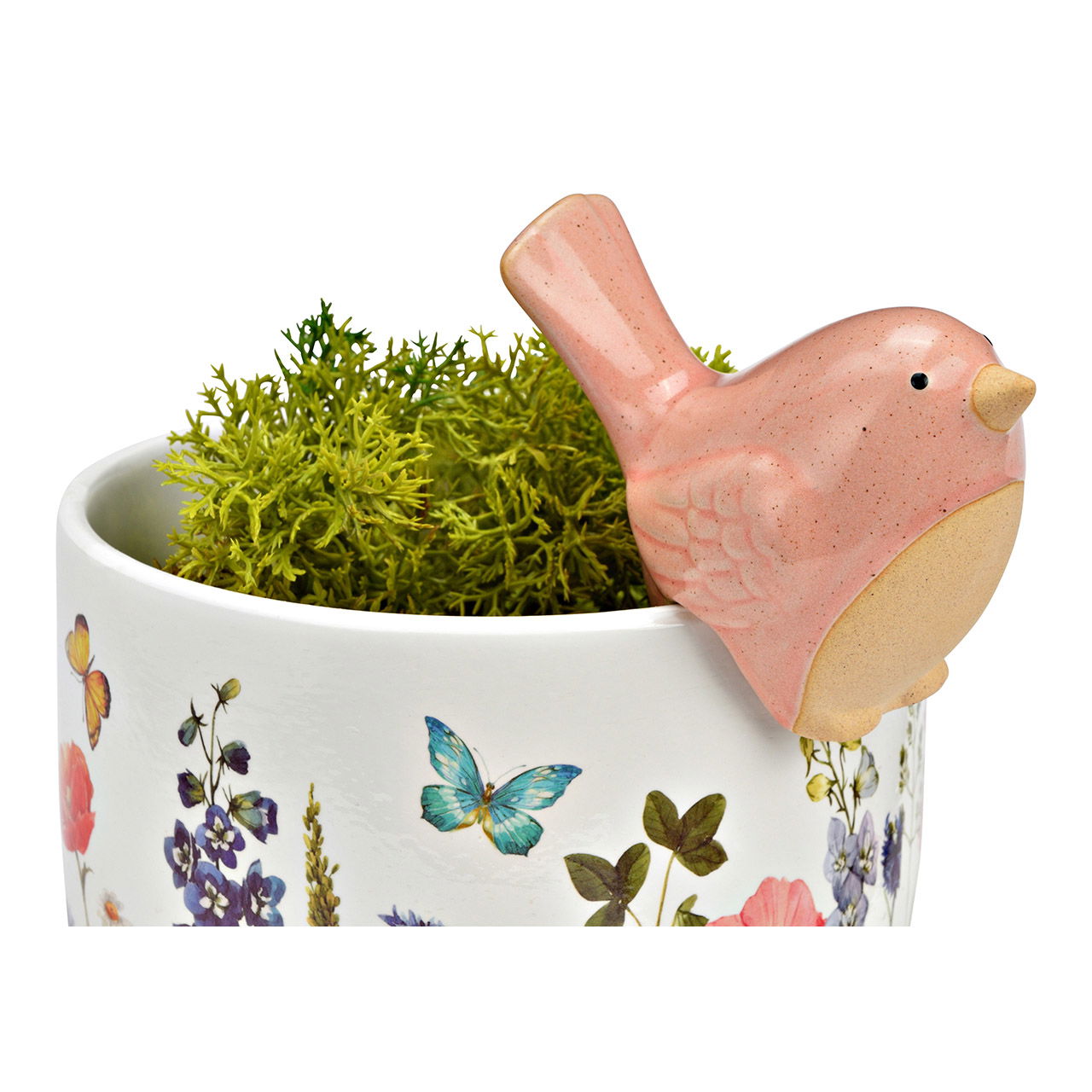 Uccello sgabello in gres, 2 pieghe, verde/rosa (L/H/D) 9x6x5cm Uccello sgabello in gres, 2 pieghe, verde/rosa (L/H/D) 9x6x5cm