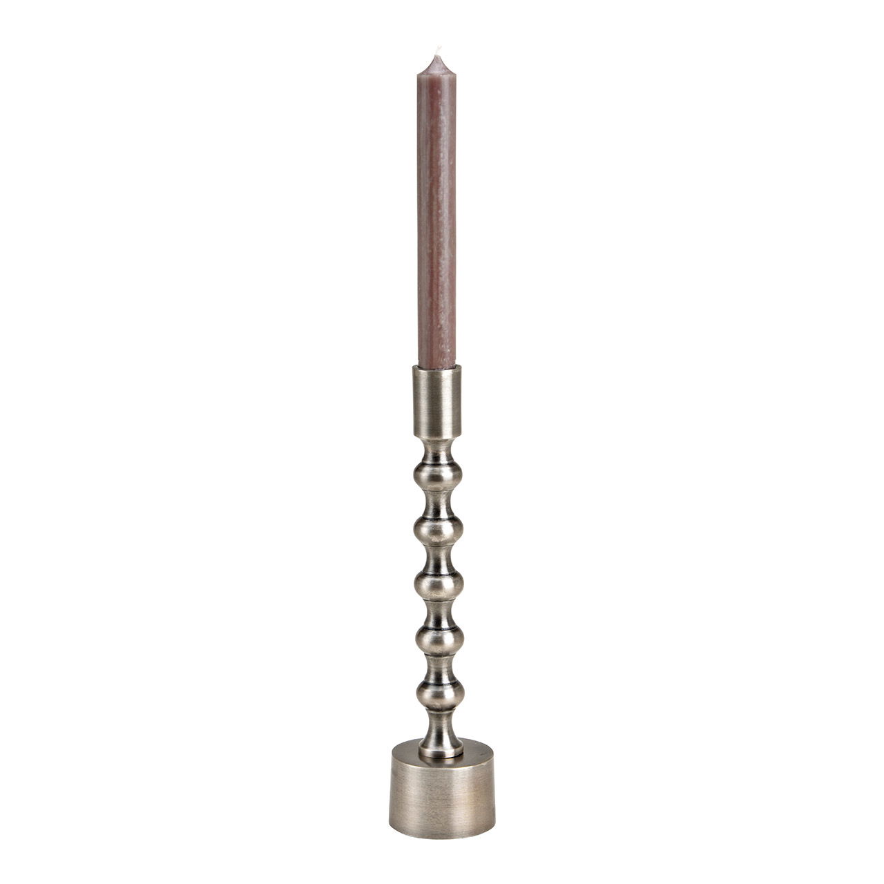 Metal candle holder metallic gray (W/H/D) 6x27x6cm