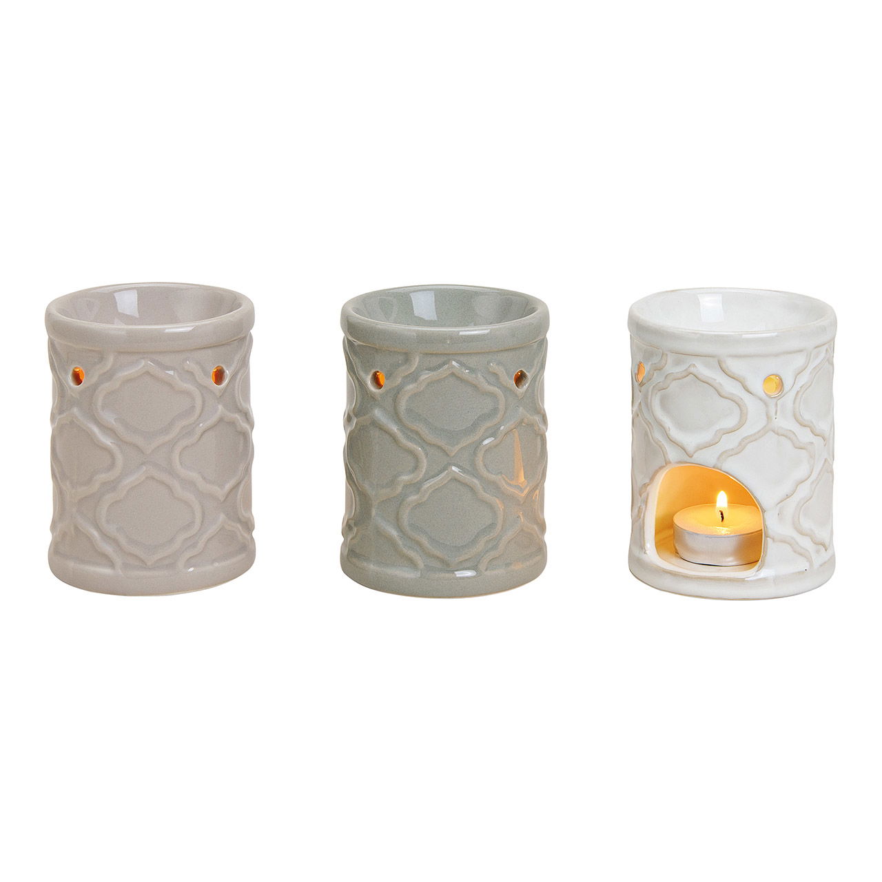 Brûle-parfum en céramique beige, blanc,gris 3 fois, (L/H/P) 8x11x8cm Brûle-parfum en céramique beige, blanc,gris 3 fois, (L/H/P) 8x11x8cm