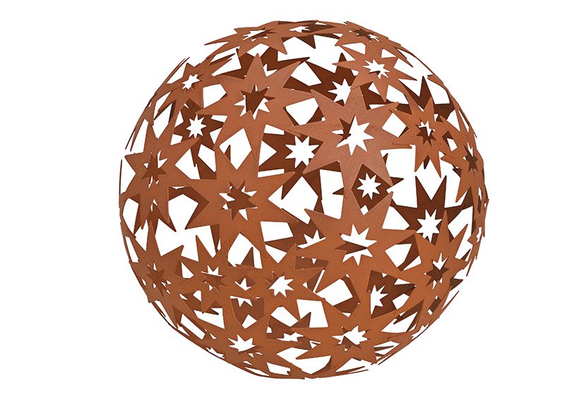 Boule, décor étoiles, en métal brun Ø24cm