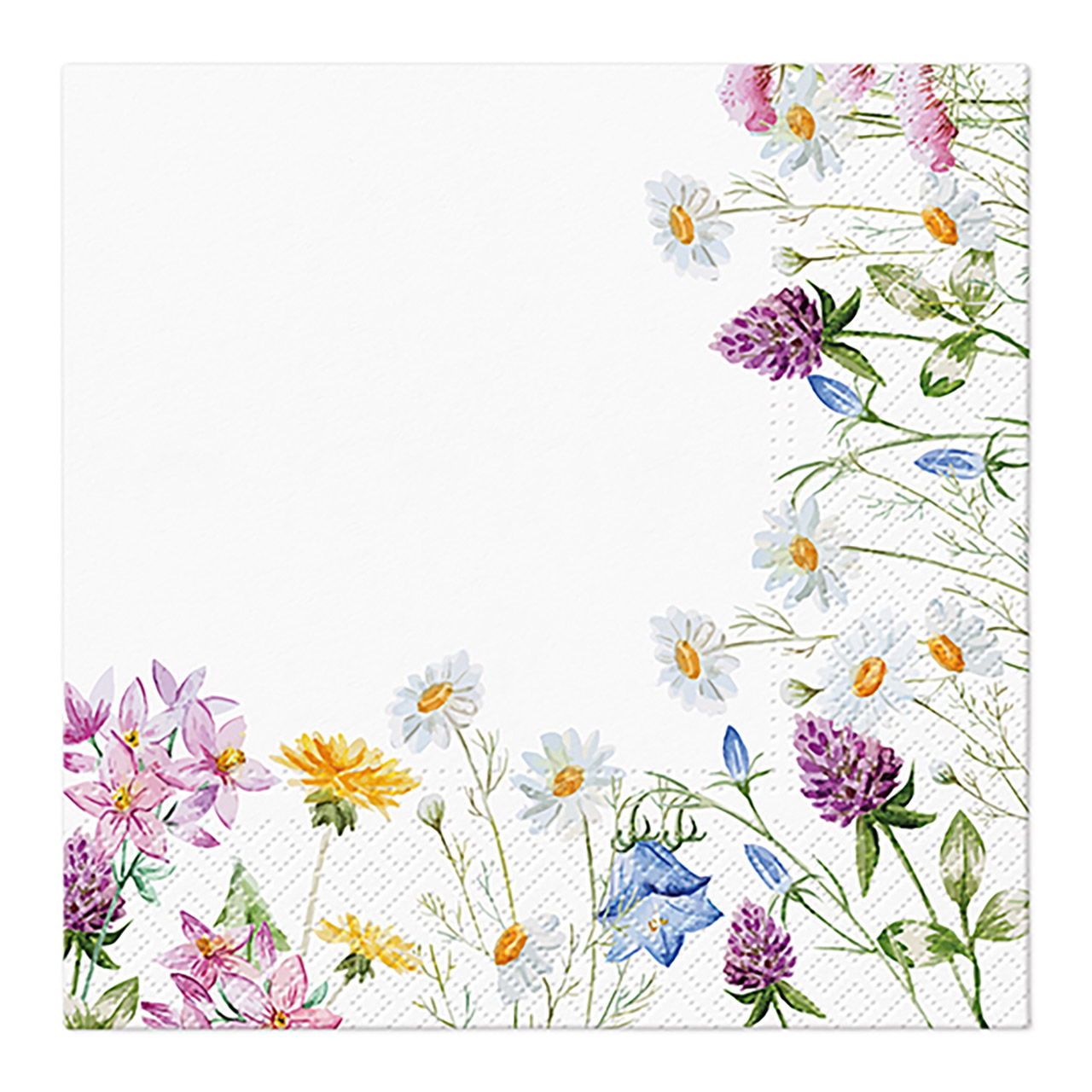 Serviette de table décor prairie fleurie en papier/carton, 3 plis, paquet de 20, multicolore (L/H) 33x33cm Serviette de table décor prairie fleurie en papier/carton, 3 plis, paquet de 20, multicolore (L/H) 33x33cm