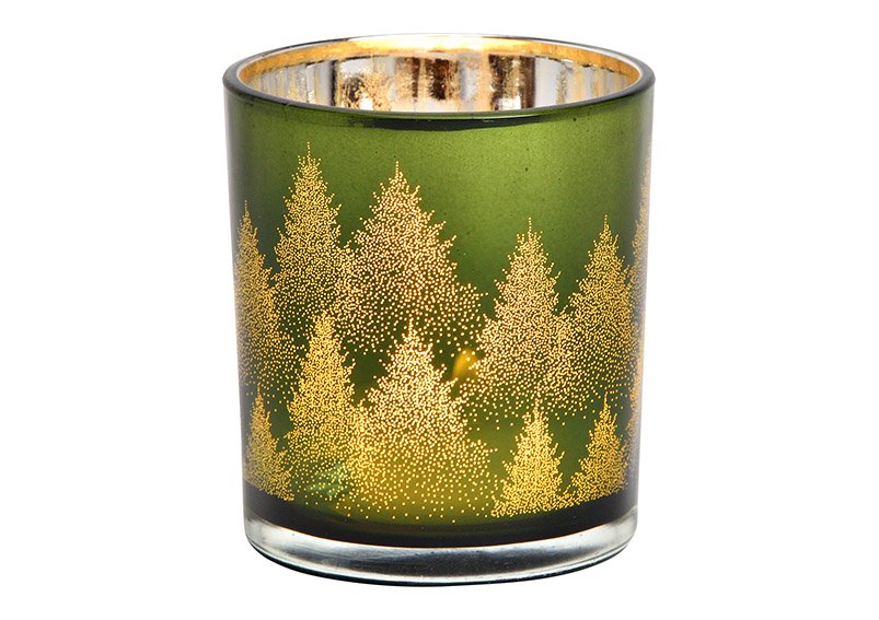 Luce del vento decorazione foresta invernale in vetro verde (L/H/D) 7x8x7cm