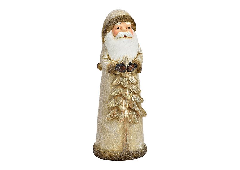 Santa Claus with glitter from poly champagne (W/H/D) 5x14x5cm