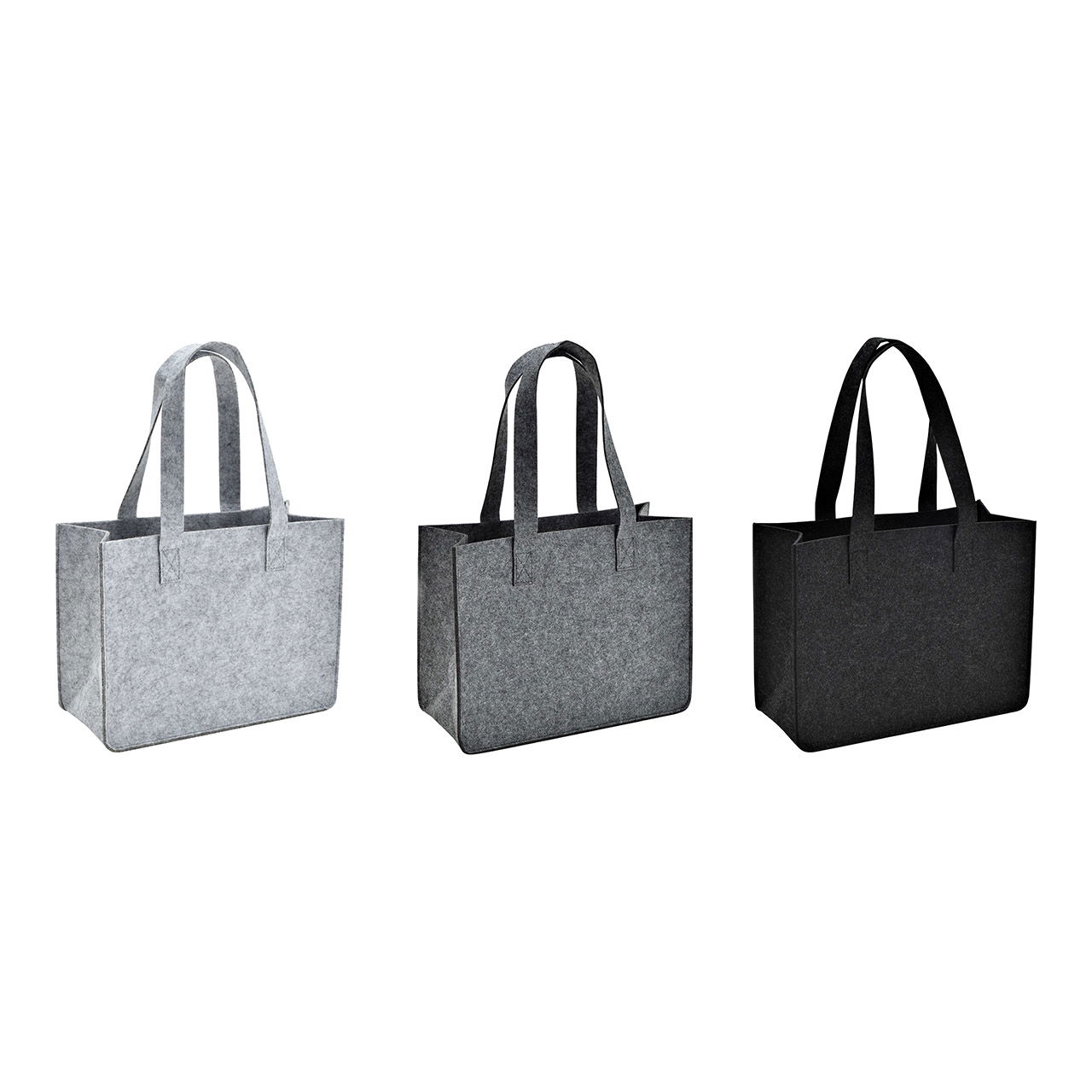 Bolsa con asa de fieltro gris de 3 pliegues, (A/H/D) 35x27x15cm