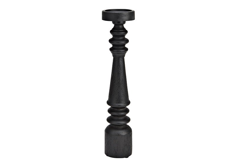 Kerzenhalter aus Mangoholz schwarz (B/H/T) 10x45x10cm