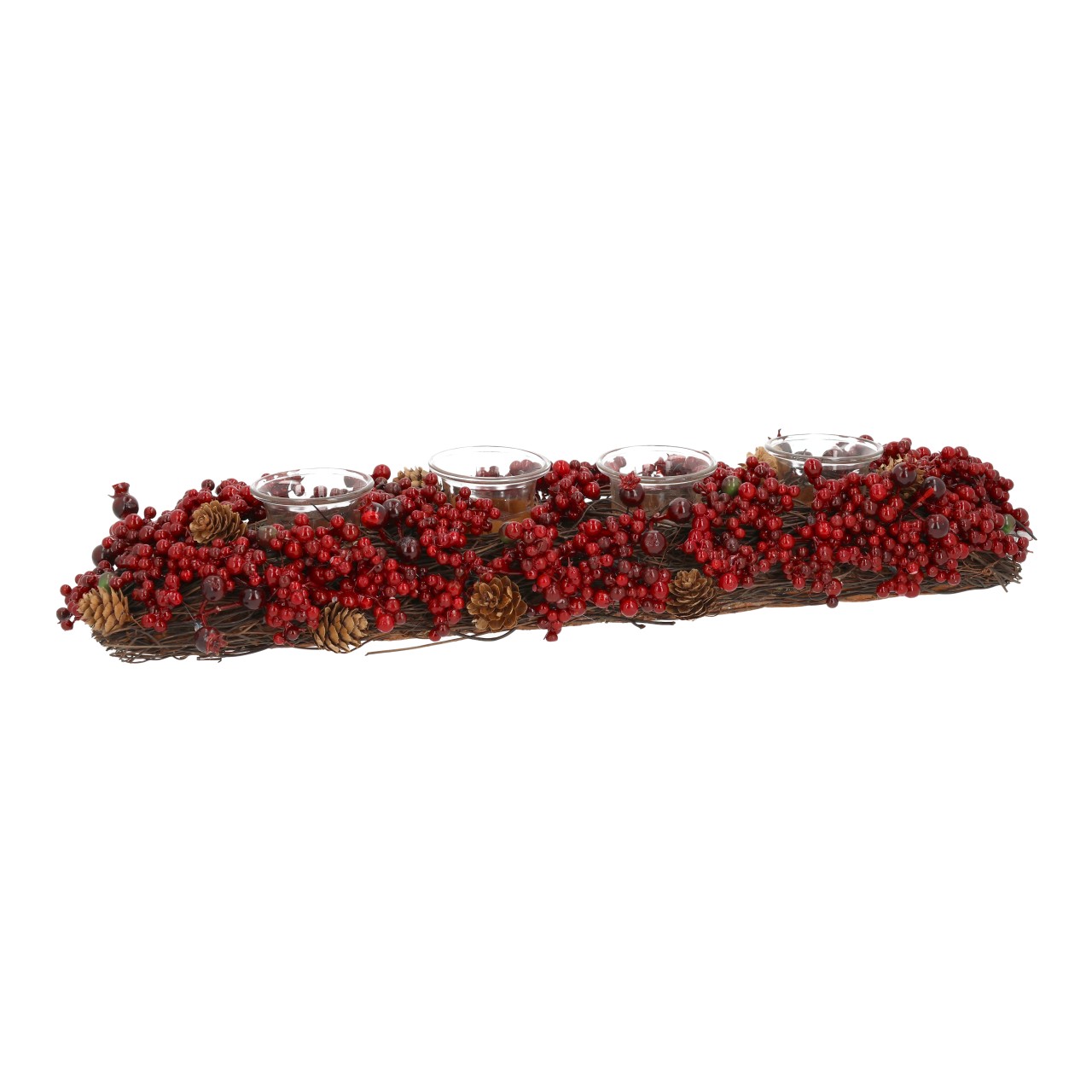 Adventskranz, Krautkranz, Rotbeeren, Weihnachtsdekoration, Teelichthalter
