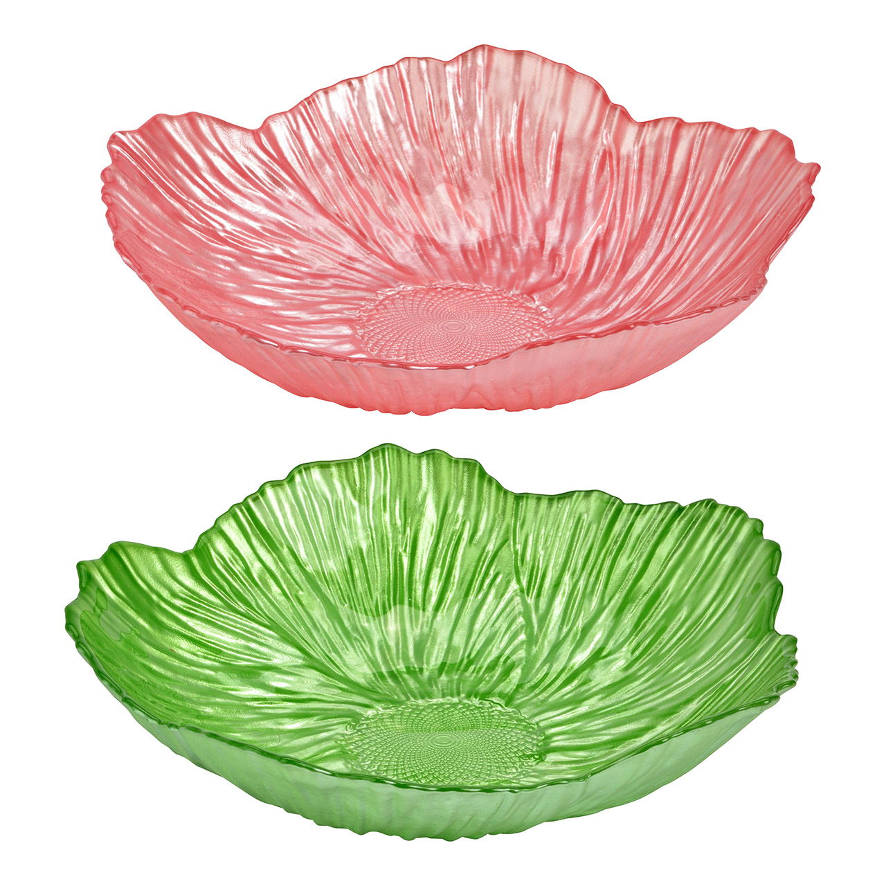 Assiette en verre, double, rose/vert (L/H/P) 25x6x25cm Schale, Töpferei, Essen, Mahlzeit