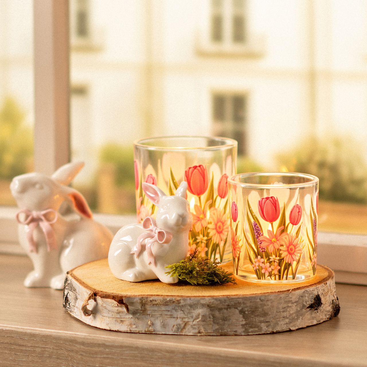 Glass lantern flower decor, transparent (W/H/D) 9x10x9cm Glass lantern flower decor, transparent (W/H/D) 9x10x9cm
