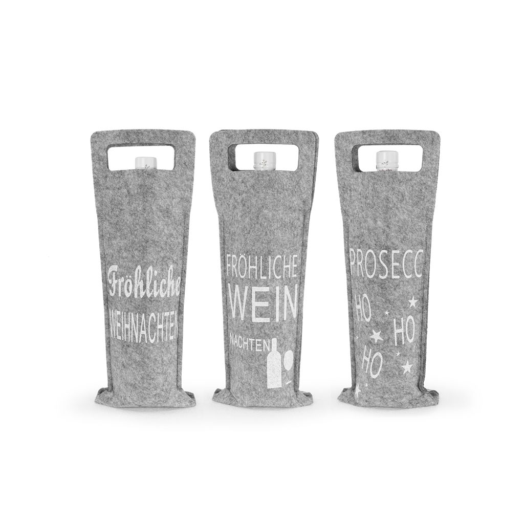 Flaschentasche, 3fach sortiert, Filz, 14x2x40,5cm, 1 Stck, grau