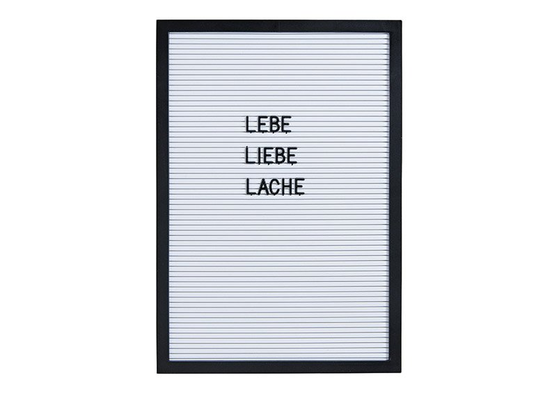 Letter board with 133 symbols, white/black frame, plastic, (w/h/d) 28x41x2cm