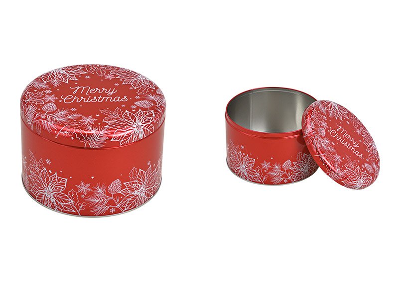 Boîte Merry Christmas en métal rouge (L/H/P) 18x12x18cm