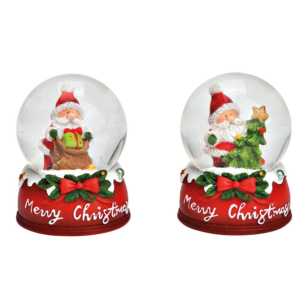 Globo di neve Babbo Natale in poli/vetro colorato a 2 pieghe, (L/H/D) 4x6x4cm