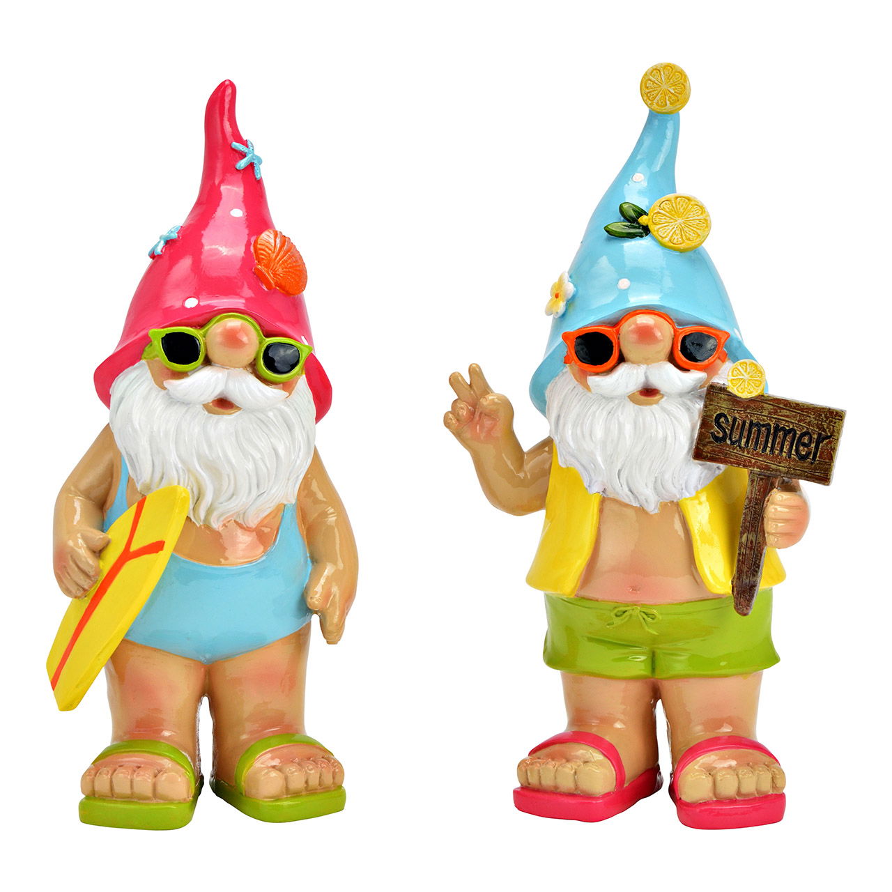 Garden gnome with sunglasses made of poly, 2-fold, colorful (W/H/D) 13x24x8cm Garden gnome with sunglasses made of poly, 2-fold, colorful (W/H/D) 13x24x8cm