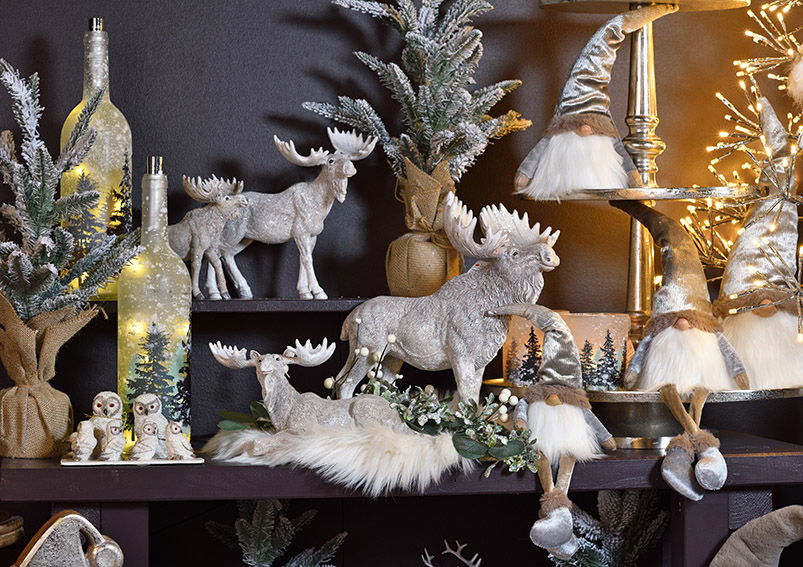 Schneeeule aus Poly Weiß 6-fach, (B/H/T) 7x8x5cm Säugetier, Schaf, Geweih, Weihnachtsdekorationen, Festival