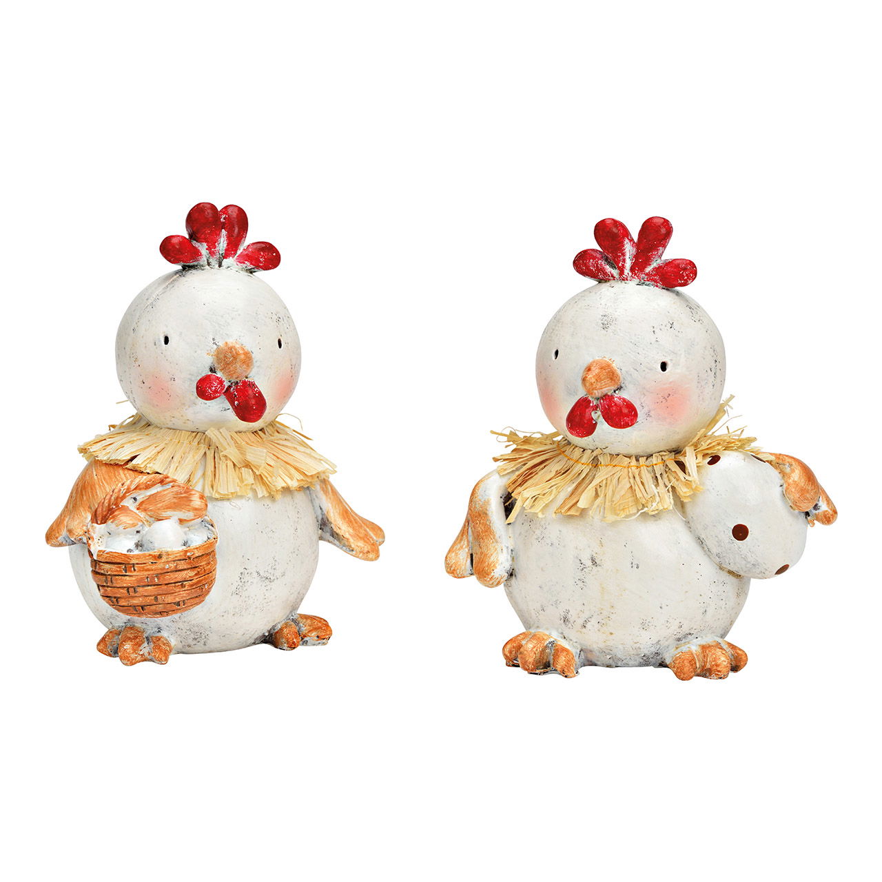 Poulet en poly blanc 2 fois, (L/H/P) 10x12x10cm Poulet en poly blanc 2 fois, (L/H/P) 10x12x10cm
