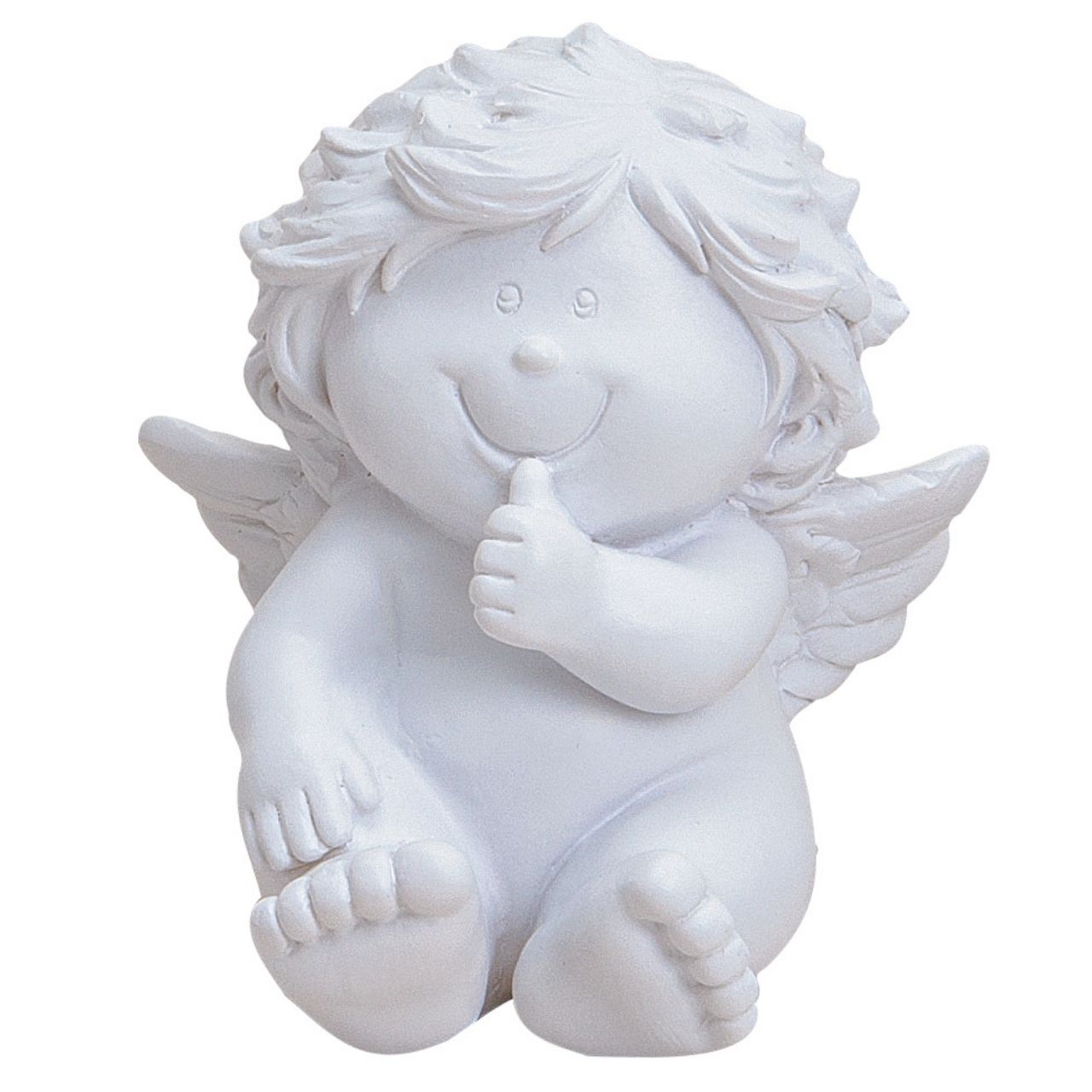 Angelo in polietilene bianco, 4 assortiti (L/H/D) 7x8x7 cm