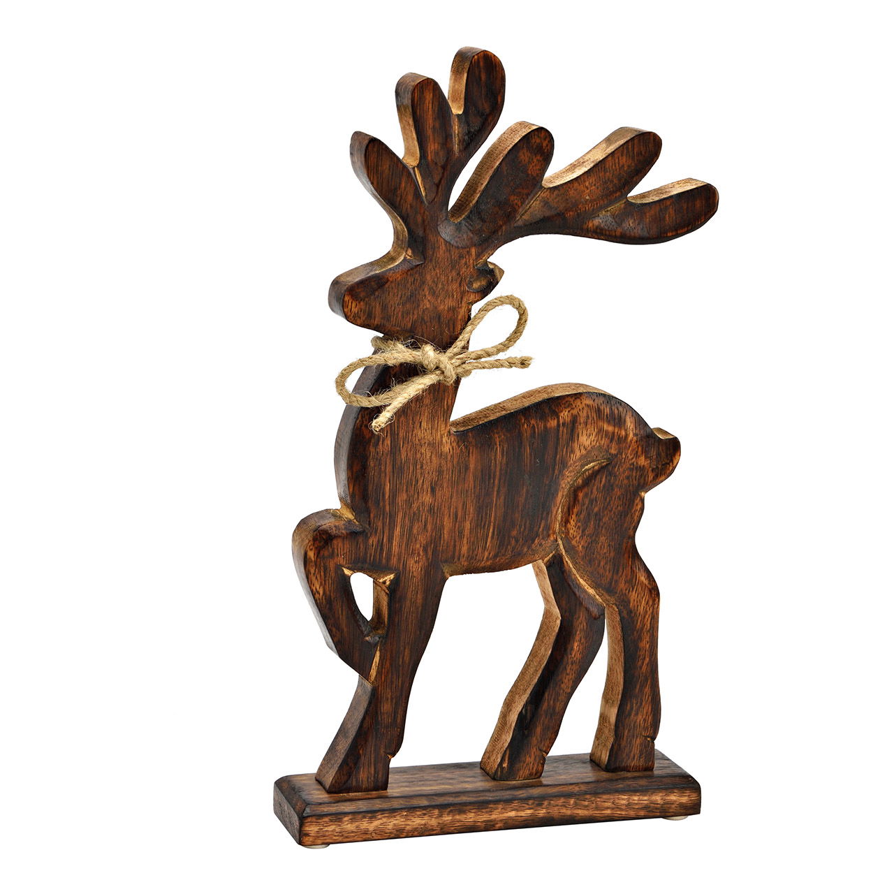 Brown mango wood deer stand (W/H/D) 17x32x5cm