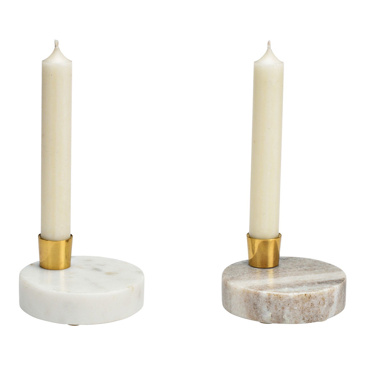 Candle holder, made of marble, metal beige, white 2-fold, (W/H/D) 9x5x9cm