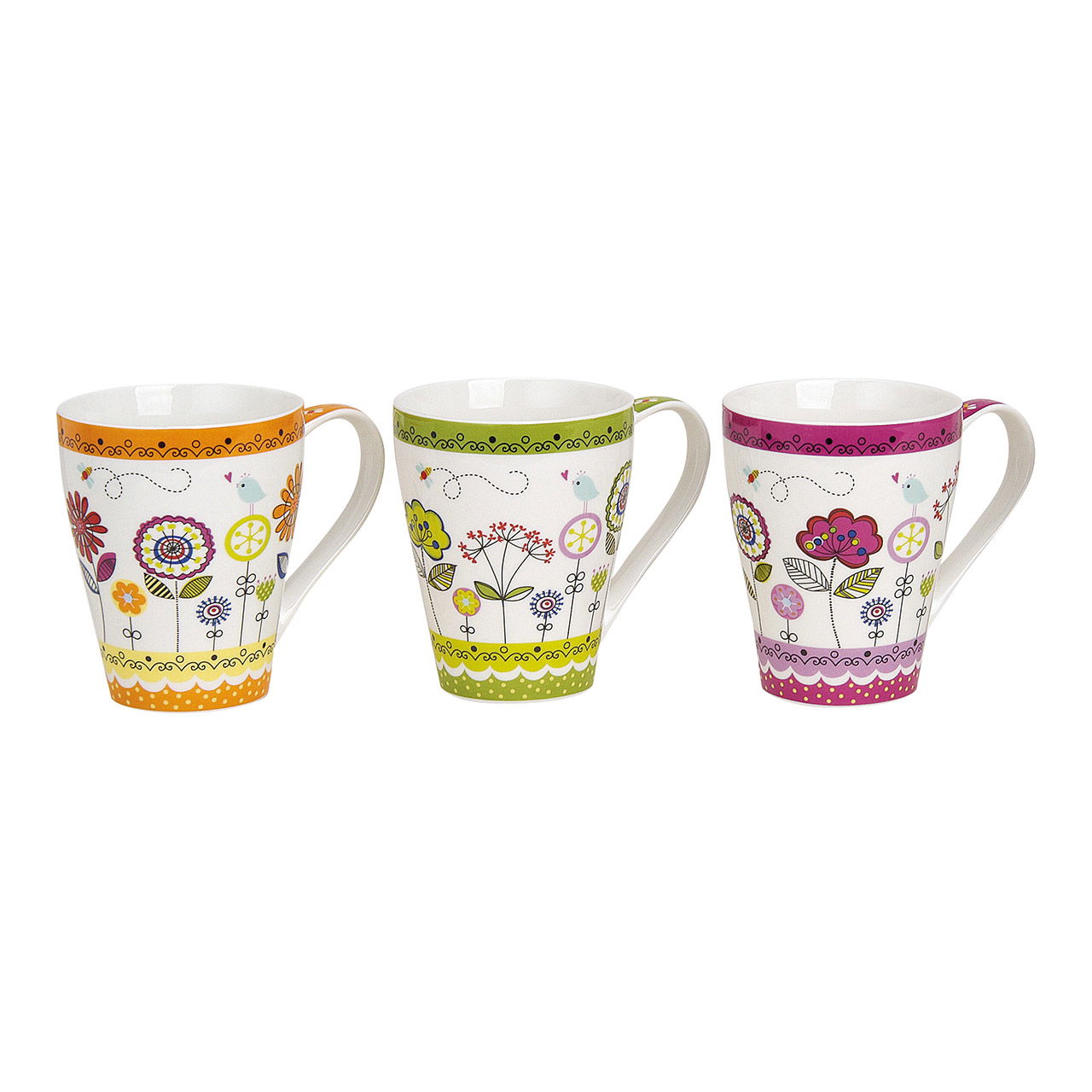 Tazza in porcellana con decorazione floreale, assortita, 11 cm, 300 ml