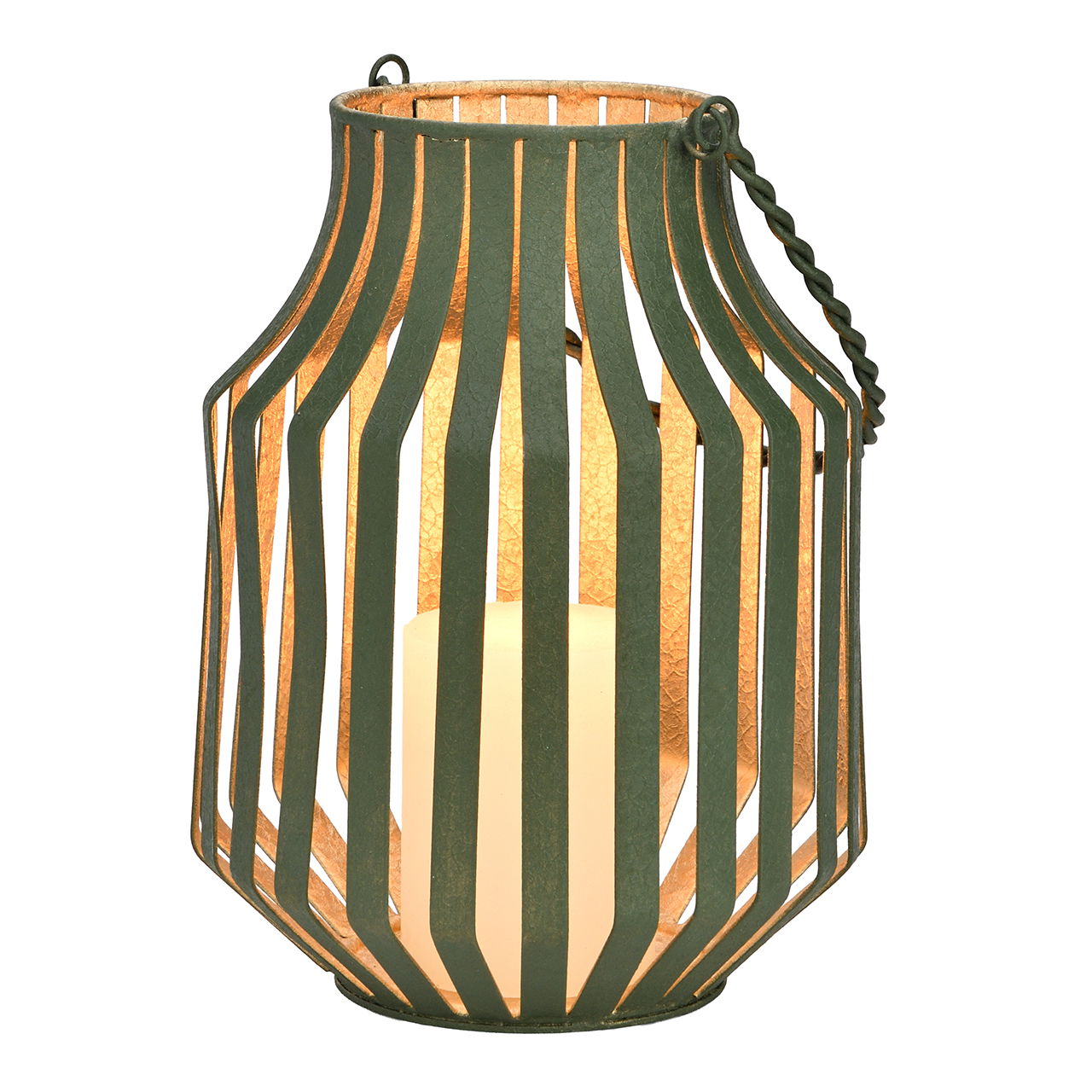 Lanterne en métal vert (L/H/P) 17x23x17cm Tasche, Handtasche, Lampe, Glas, Laterne