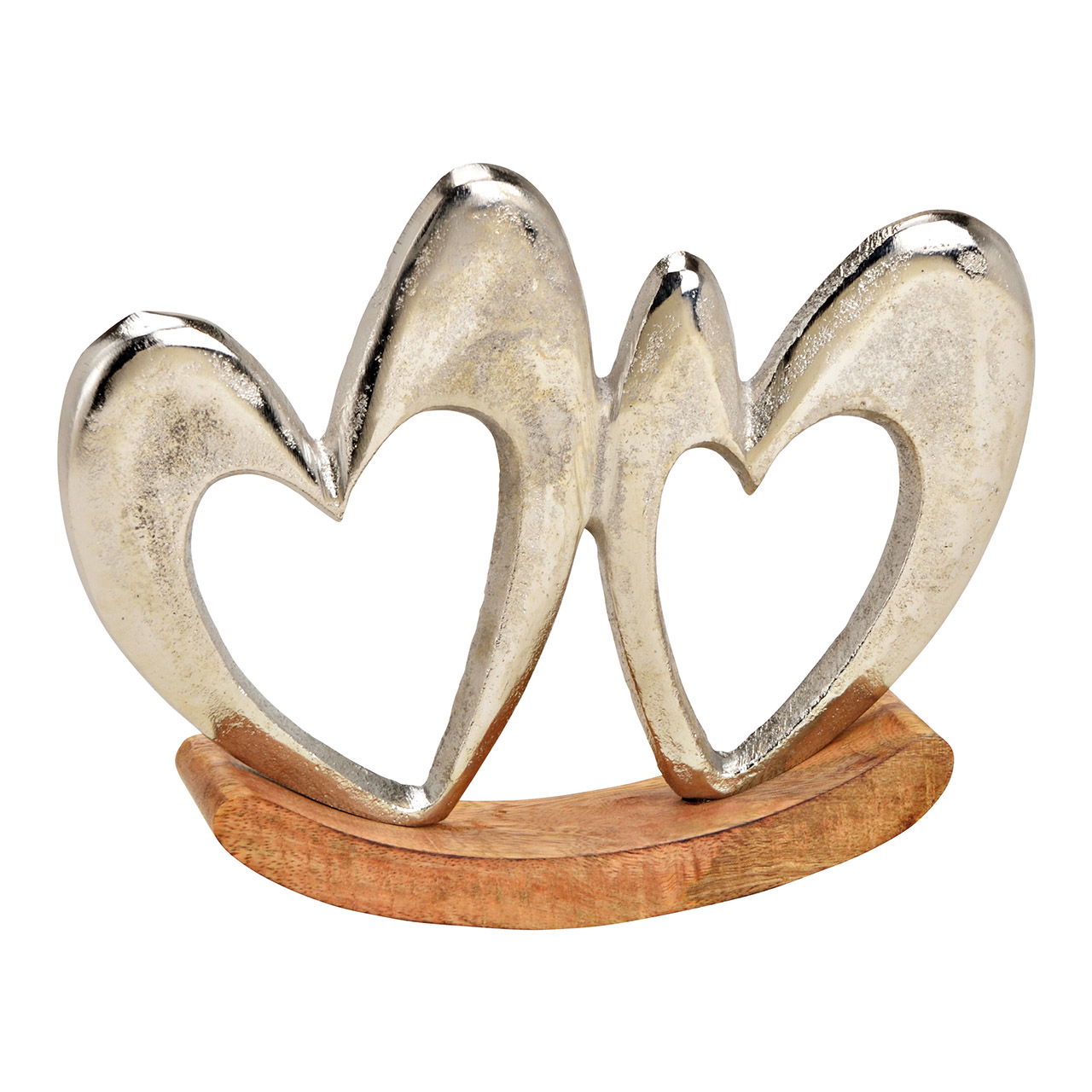 Espositore a cuore oscillante su base in legno di mango in metallo argentato (L/H/D) 19x14x3cm Espositore a cuore oscillante su base in legno di mango in metallo argentato (L/H/D) 19x14x3cm