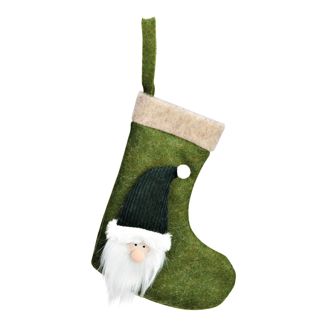 Chaussette de Noël Père Noël en textile vert (L/H/P) 16x21x5cm