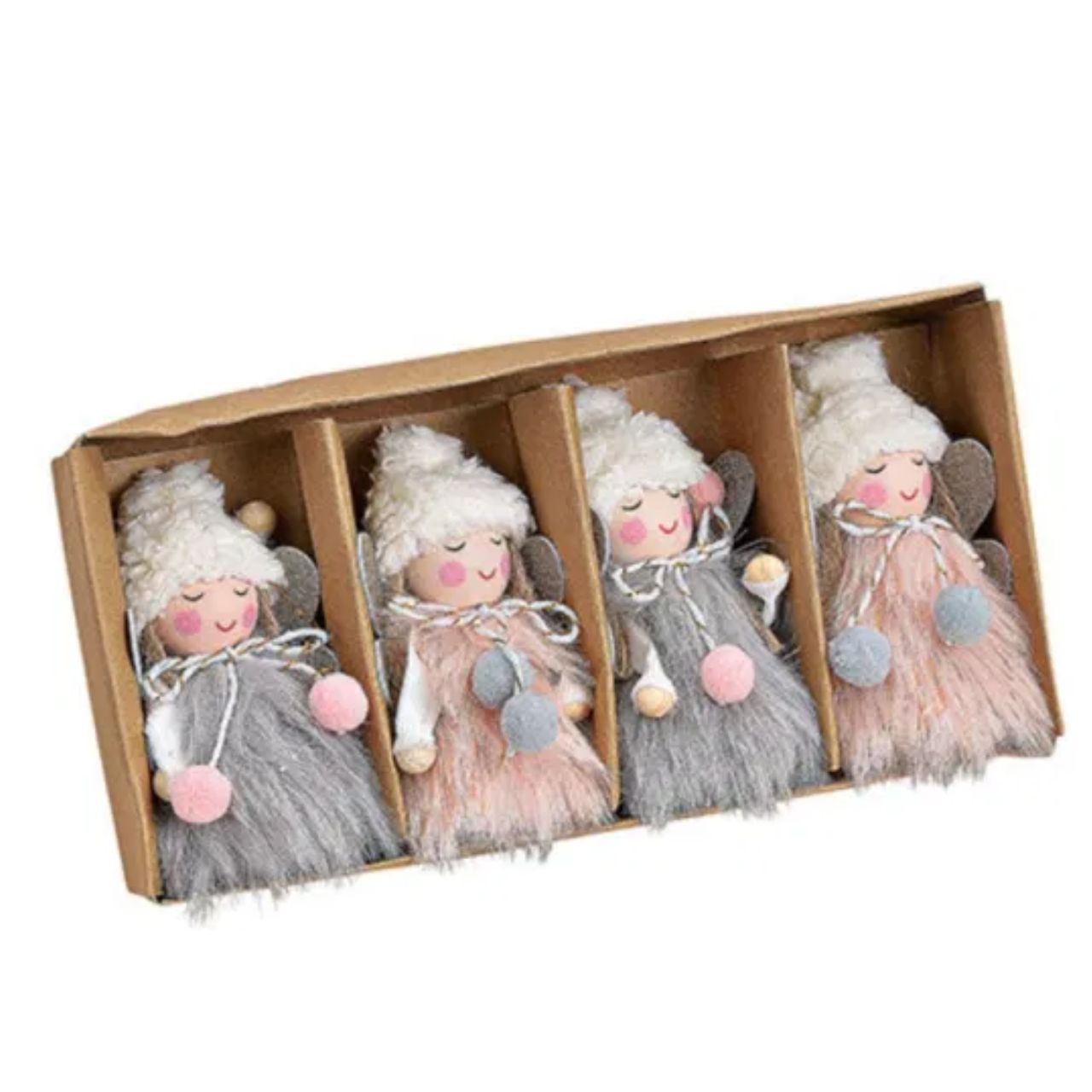 Angel made of polyester pink/pink, gray 2-fold, (W/H/D) 7x10x6cm Puppe, Spielzeug, Gesicht, Kopf, Person